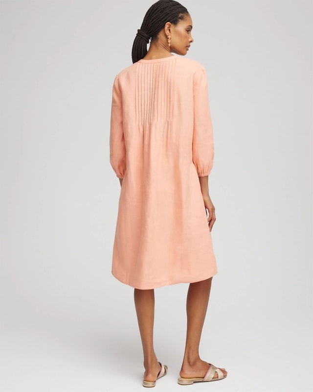 Linen Pintuck 3/4 Sleeved Dress - image 3